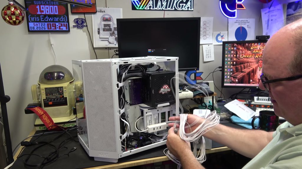 Chris Edwards working on lighting in the open Mirari case