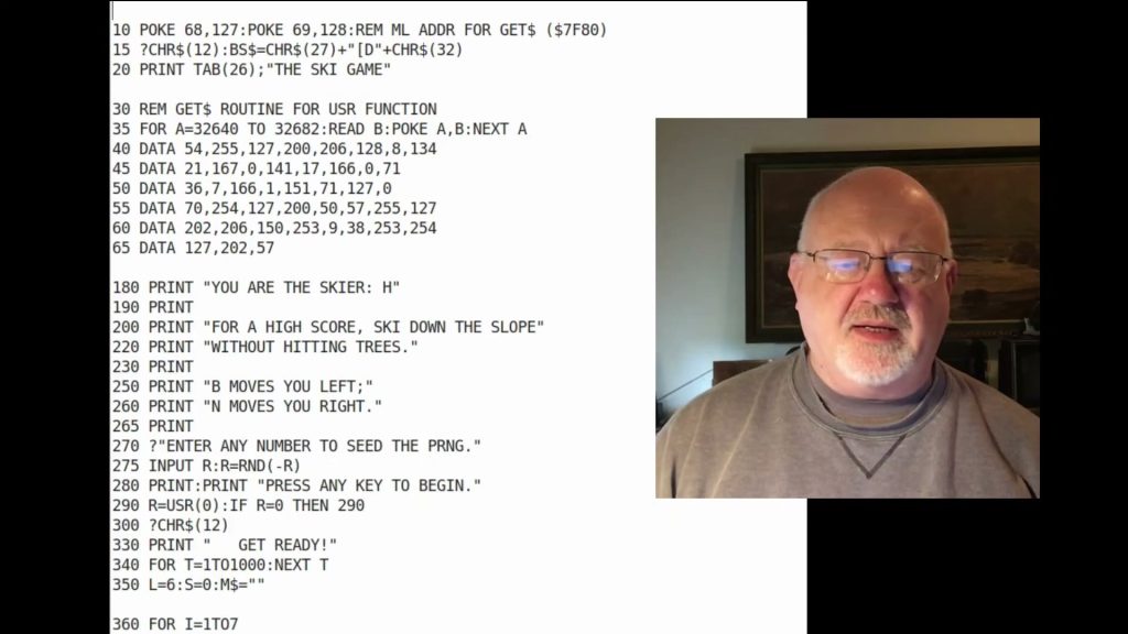 Ski Trek BASIC listing discussed by The 6502 Show