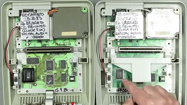 Two exposed SNES motherboards shown side by side during The Retro Channel repair